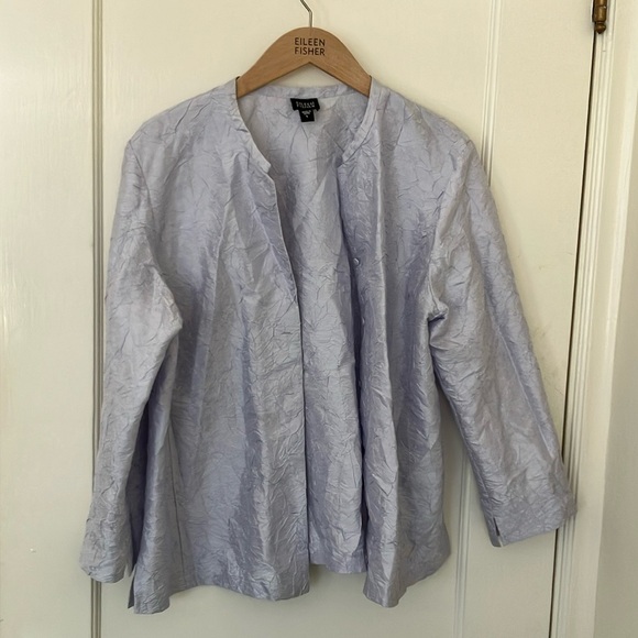 Vintage Eileen Fisher Crinkled Silk Top size L - Picture 2 of 8